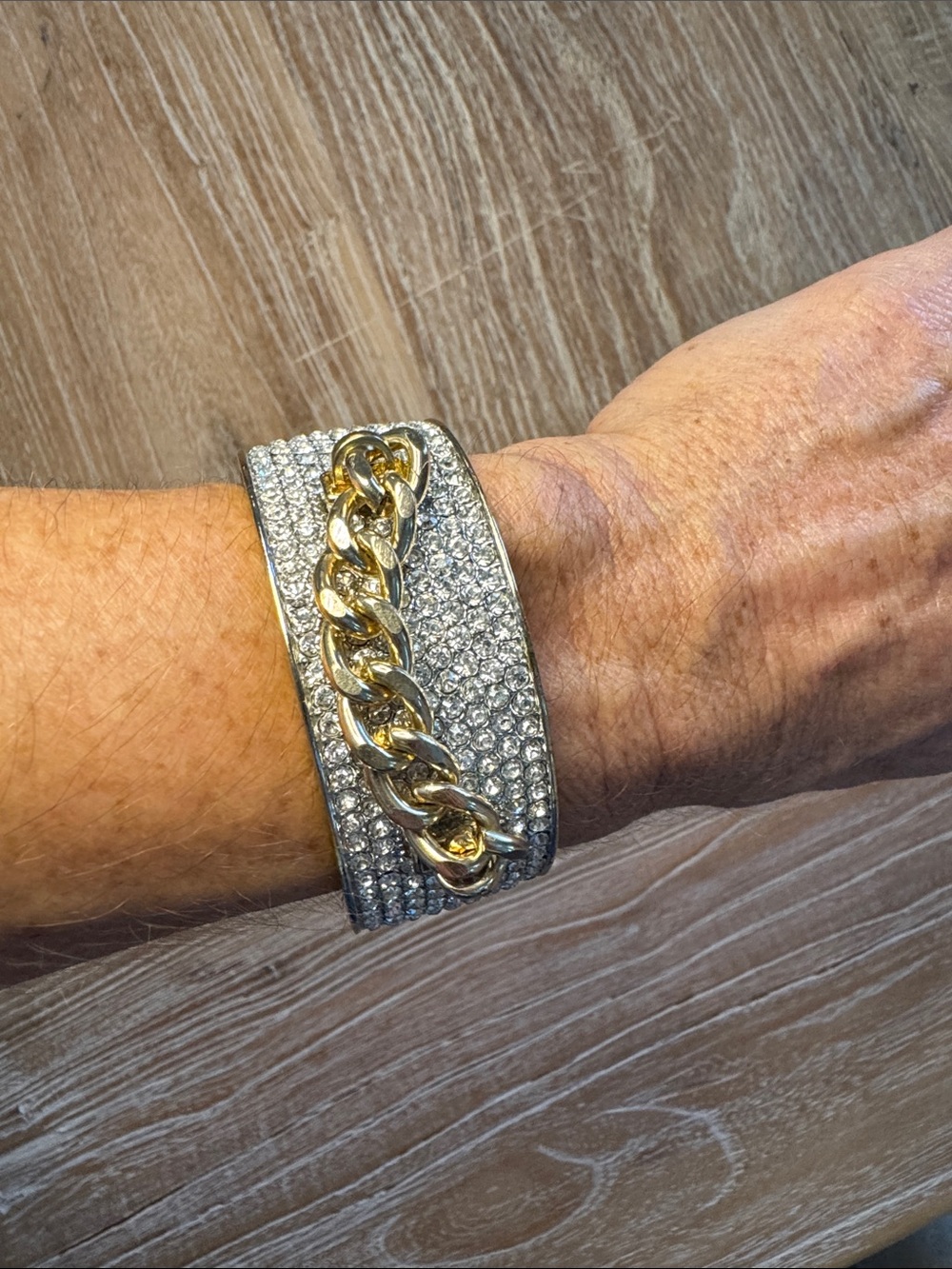 Gold and CZ cuff bracelet